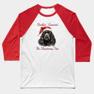 Christmas American Cocker Spaniel Dog in Santa Hat Baseball T-Shirt